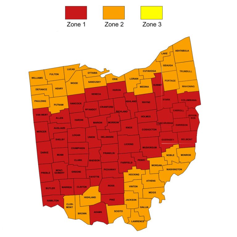 EPA Map of Radon Zones  Radon Ohio